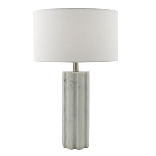 Erebus Table Lamp Marble Effect Satin Chrome complete with Shade (Class 2 Double Insulated)