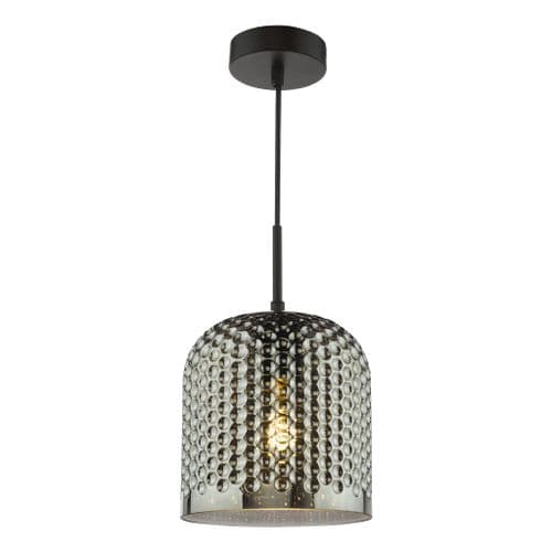 ESILA 1LT PENDANT BLACK SMOKED GLS