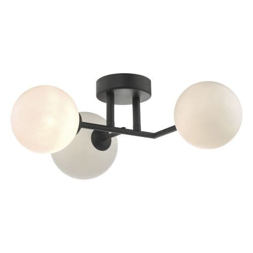 Euan 3lt Wall Light Black & Opal Glass (double insulated) EUA3022