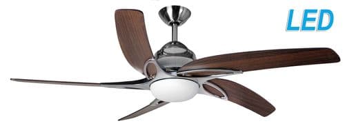 Fantasia Elite Viper Plus 54" Sta' Steel + Dark Oak Blades Ceiling Fan + Remote + LED Light 116103