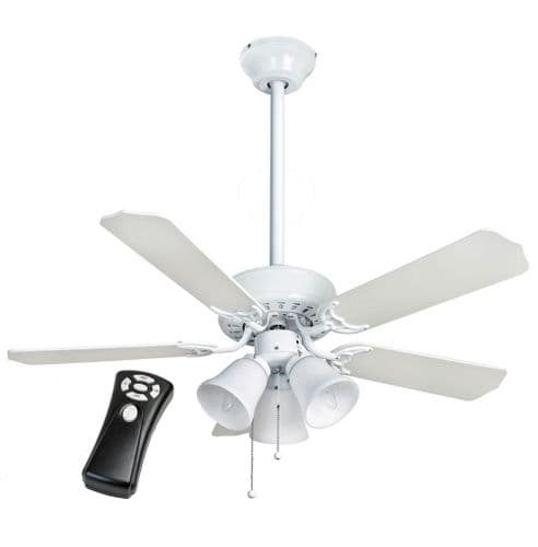 Fantasia Las Vegas 42" White Ceiling Fan + Light + 12" Rod + Remote 500704