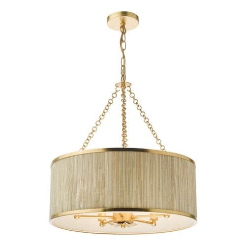 FENELLA 5LT PENDANT GOLD WITH NATURAL SEAGRASS SHA