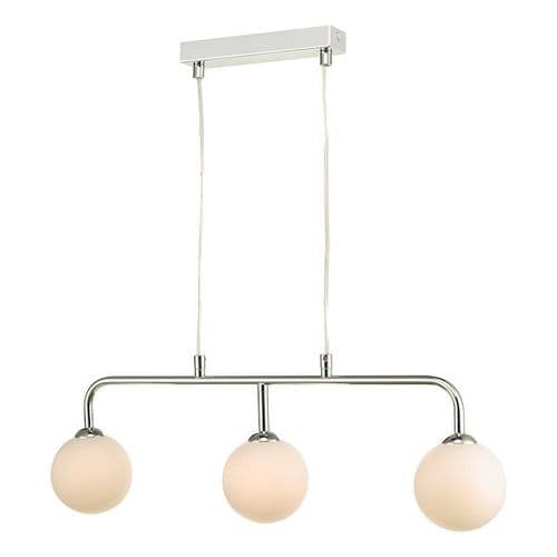 Feya 3 Light Bar Pendant Polished Chrome Opal Glass FEY6250-02