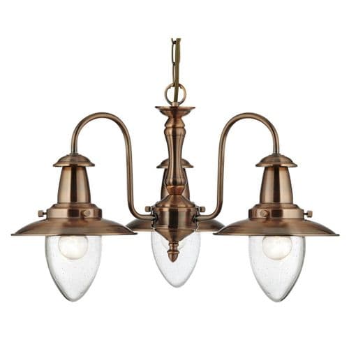 Fisherman - 3 Light Ceiling, Copper With Seeded Glass Shades 5333-3Cu