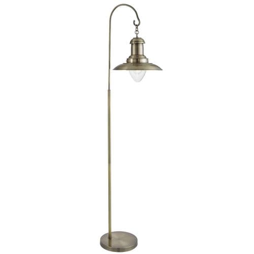 Fisherman Floor Lamp, Antique Brass, Clear Glass Shade 6502Ab (Class 2 Double Insulated)