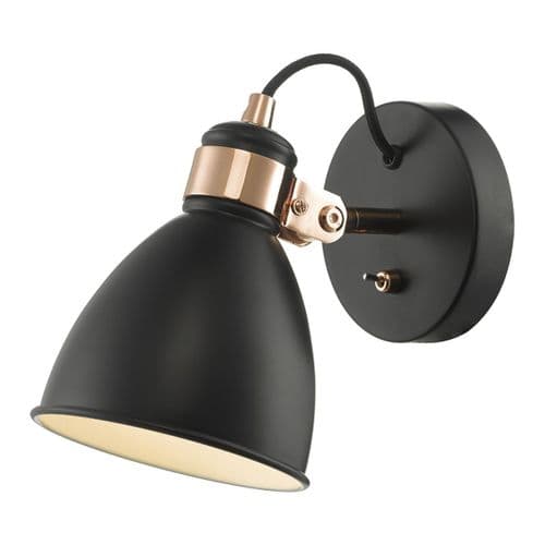 Frederick 1 Light Wall Light Black / Copper