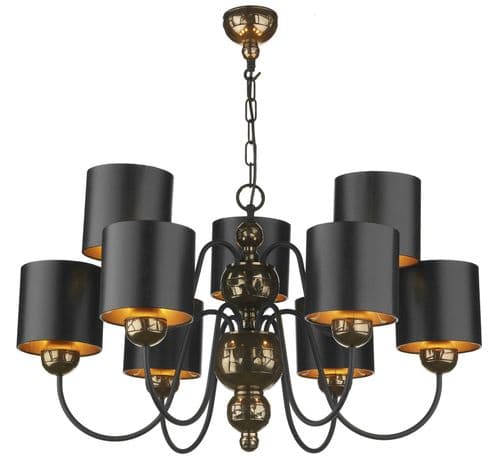 Garbo Bronze 9-light Made in the Cotswolds Ceiling Light with Black Bronze shades GAR1373