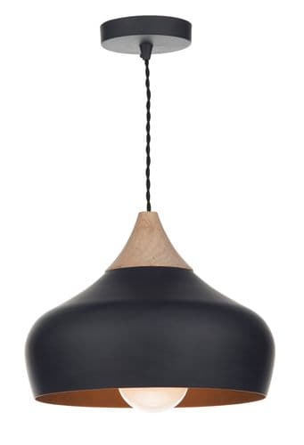 Gaucho 1 Light Pendant Black (Class 2 Double Insulated) GAU0122
