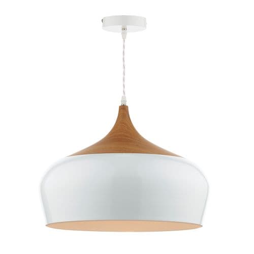 Gaucho 1 Light Pendant White Large (Class 2 Double Insulated) GAU8602