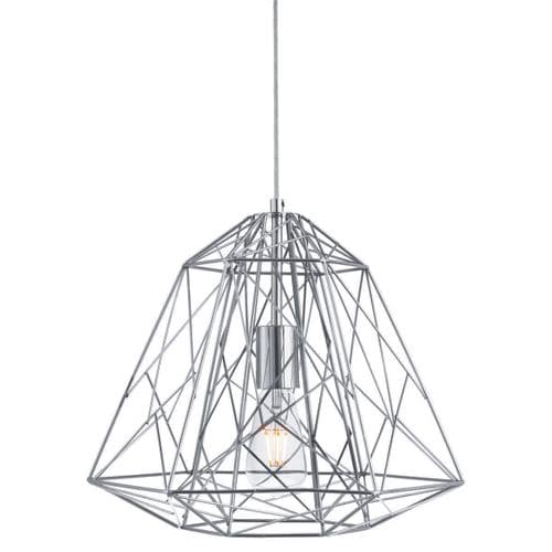Geometric Cage 1 Light Frame Pendant Chrome 7271Cc