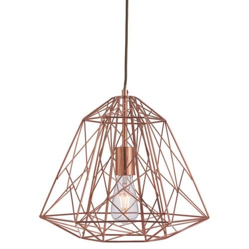 Geometric Cage 1 Light Frame Pendant Shiny Copper 7271Cu