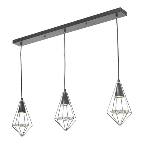 Gianni 3 Light Pendant Black, chrome & Glass, double insulated, GIA0350