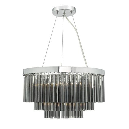 Giovana 5 Light 3 Tier Pendant Polished Chrome/ Smoked