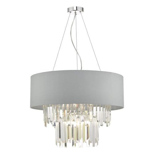 Halle 6lt Pendant Grey & Crystal Cw Shade (double insulated) HAL0639