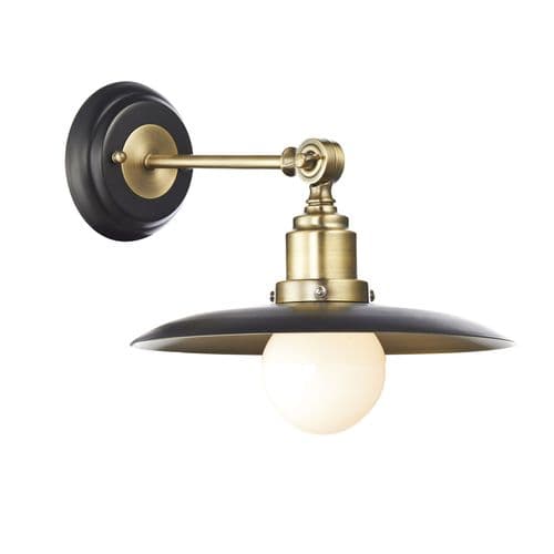 Hannover 1 Light Wall Bracket Black/Antique Brass (Class 2 Double Insulated) HAN0754