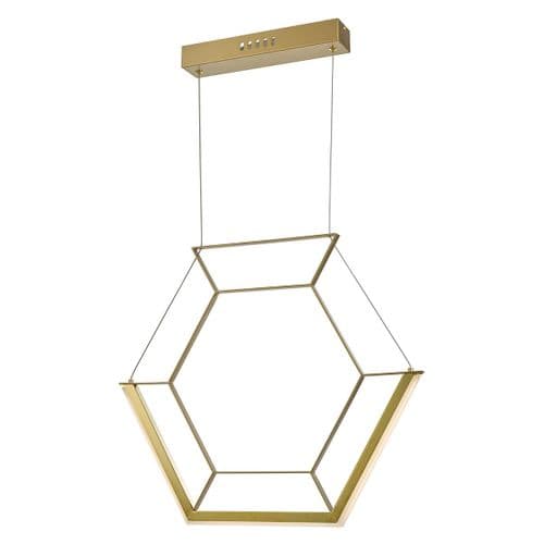 Hexagon 1lt Pendant Gold LED, Double Insulated HEX0135