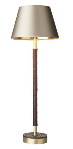 Hunter table lamp in butter brass with leather effect, base only HUN4240