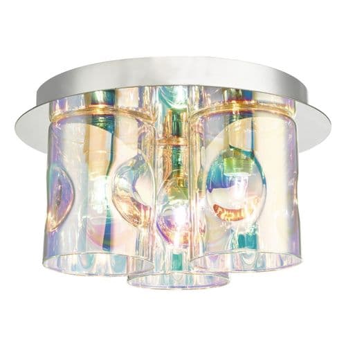 Inter 3 Light Flush Polished Chrome & Iridescent Glass (Double Insulated) BXINT5350-17