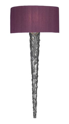 Knurl Wall Light Pewter + S0199 Silk Shade (Specify Colour) KNU07 (Double Insulated)