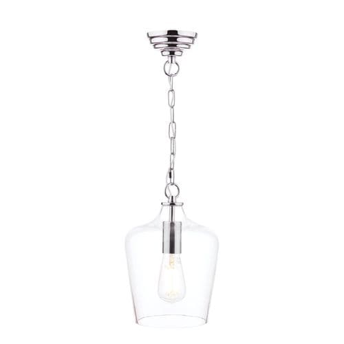 Laura Ashley Ockley Polished Chrome & Glass 1 Light Bottle Pendant Ceiling Light