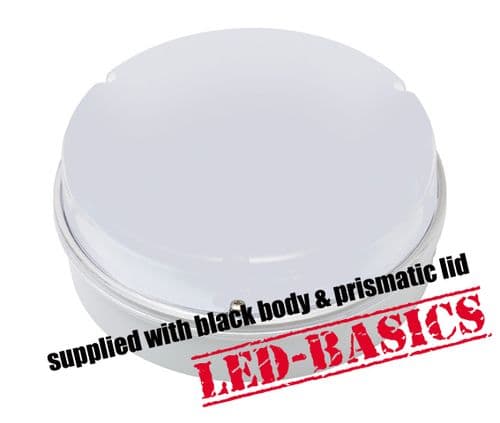 LED-Basics, Ceiling Light, Maximo 14W 2D LED Flush, Black body, Prismatic Cover