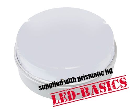 LED-Basics, Ceiling Light, Maximo 14W 2D LED Flush, White body, Prismatic Cover