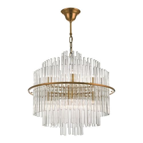 Lukas 13 Light Pendant Brushed Antique Gold & Glear Glass, LUK1735