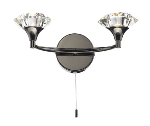 Luther Double Wall Bracket complete with Crystal Glass Black Chrome (Double Insulated) LUT0967