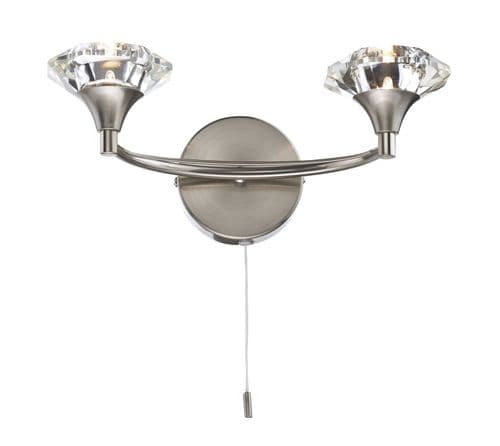 Luther Double Wall Bracket complete with Crystal Glass Satin Chrome (Double Insulated) LUT0946