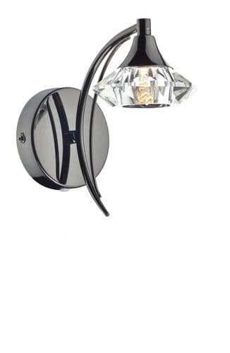 Luther Single Wall Bracket complete with Crystal Glass Black Chrome (Double Insulated) LUT0767