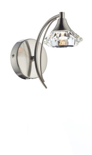 Luther Single Wall Bracket complete with Crystal Glass Satin Chrome (Double Insulated) LUT0746