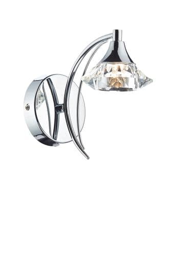 Luther Single Wall Bracket + Crystal Glass Polished Chrome (Double Insulated) LUT0750