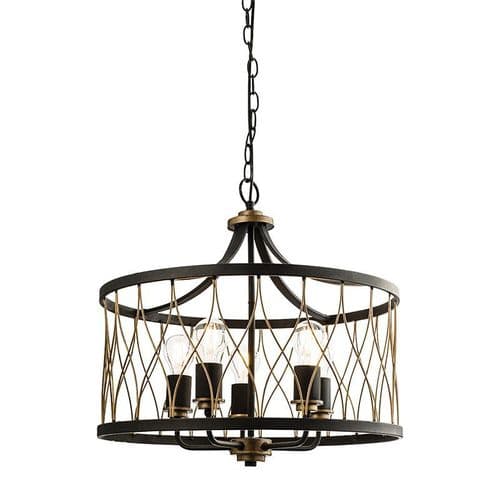 Matt black & rustic bronze effect Pendant Light 61498 by Endon
