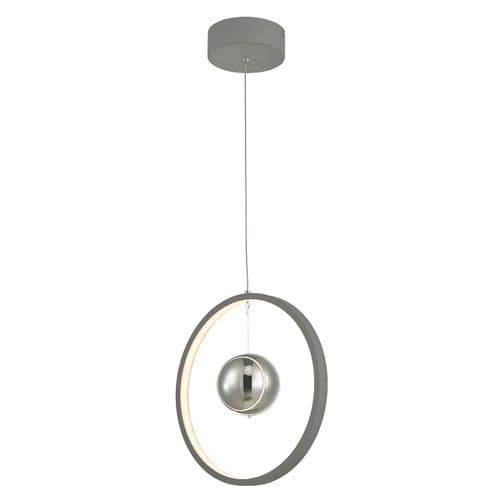 Mercury 1lt Pendant Vertical Grey LED, Double Insulated MER0139