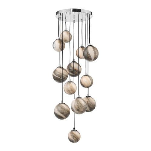 Mikara 12 Light Cluster Pendant Polished Chrome Glass 1.5M MIK6350