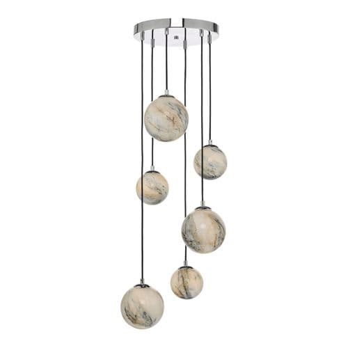 Mikara Pendant Marble Effect Glass & chrome, double insulated, MIK0650