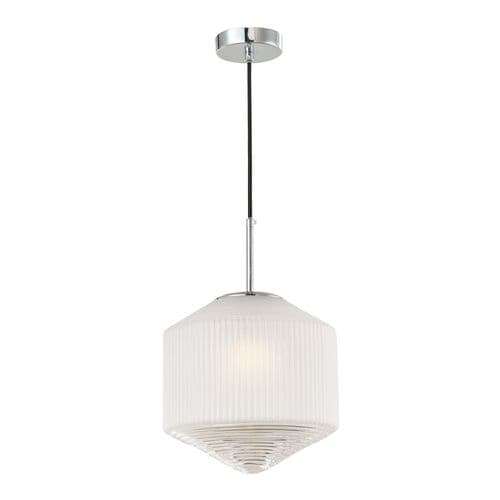 Nisha 1 Light Pendant chrome & Frosted/Clear Glass, NIS0108