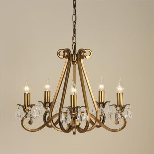 Oksana 5 light Chandelier Antique Brass UL1P5B
