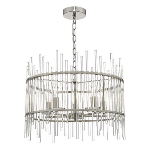 Olyn 5lt Pendant Polished Nickel & Glass (double insulated) OLY0538