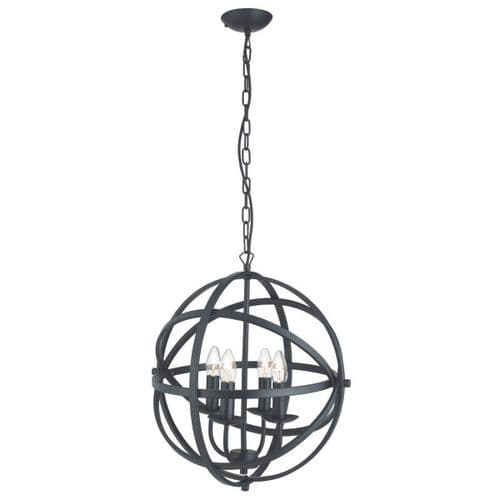 Orbit 4 Light Cage Frame Orb Pendant Matt Black 2474-4Bk