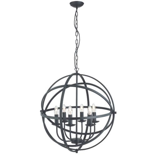 Orbit 6 Light Cage Frame Orb Pendant Matt Black 2476-6Bk