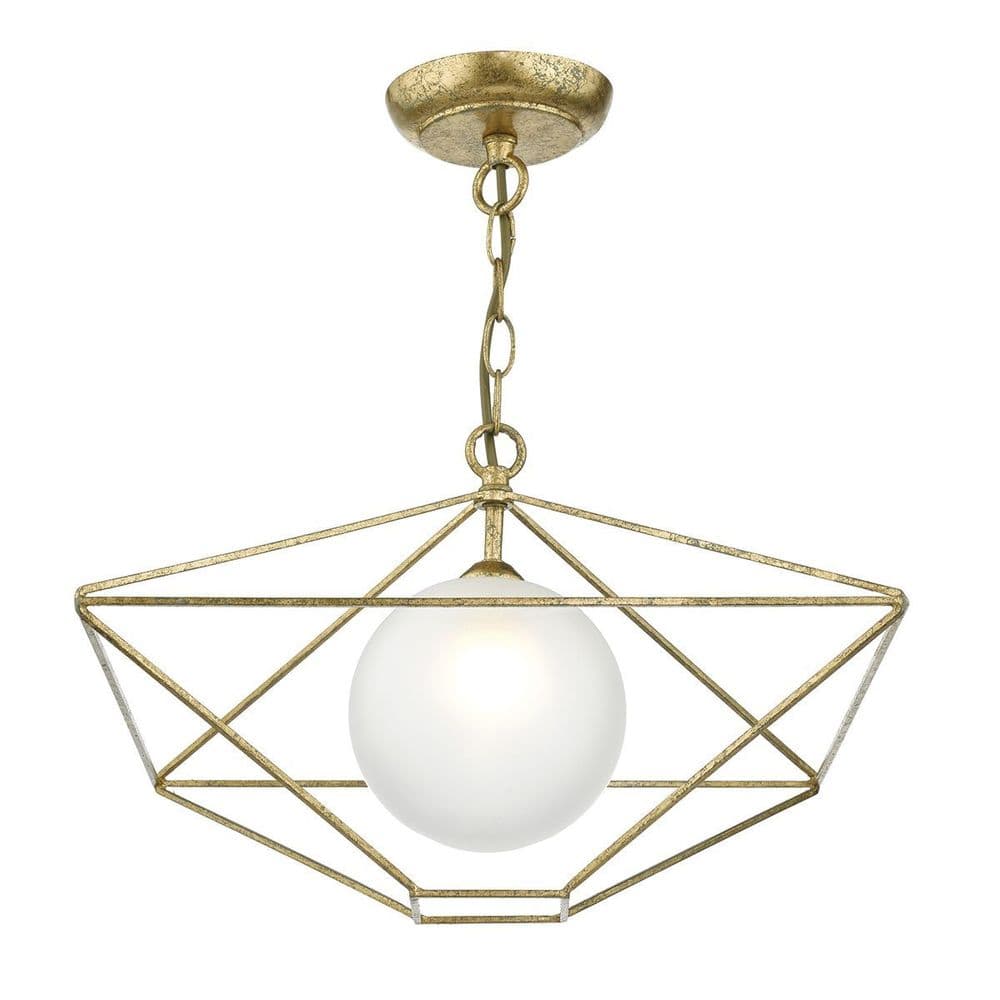 Orsini 1 Light Pendant Antique Gold complete with Glass Shade (Double Insulated) ORS0135