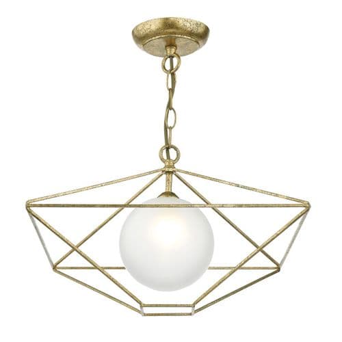 Orsini 1 Light Pendant Antique Gold complete with Glass Shade (Double Insulated) ORS0135
