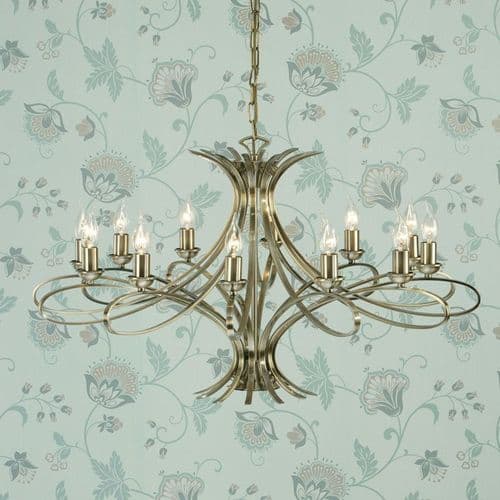 Penn 12 light Chandelier, Brushed Brass (Contemporary, Large Chandelier) CA7P12BB