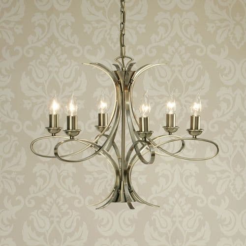 Penn 6 light Chandelier, Brushed Brass Finish (Contemporary, Medium Chandlier) CA7P6BB