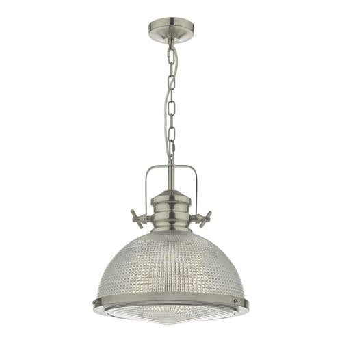 Peyton 1 Light Pendant Satin Nickel & Textured Glass, PEY0146