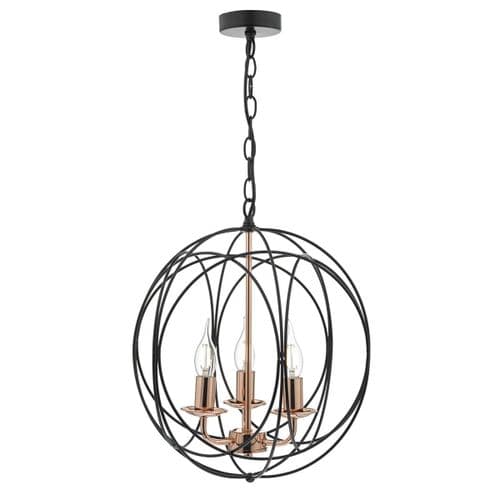 Phoenix 3 Light Pendant Black/ Copper