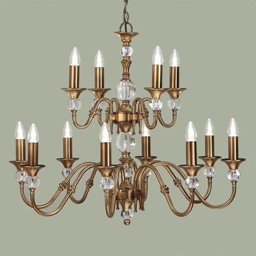 Polina Brass 12 Light Chandelier LX124P12B