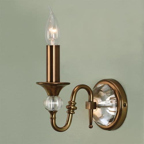 Polina Brass Single Wall Light (Art Deco, Contemporary, Crystal, Modern Classic, Wall Lamp) LX124W1B