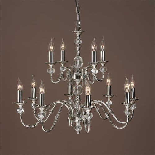 Polina Nickel 12 Light Chandelier LX124P12N